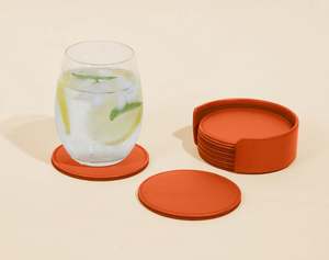 Ensembles de caboteur d'hôtel motifs ronds et carrés en cuir promotionnels pour tapis et tampons à usage cadeau - Product Image 2