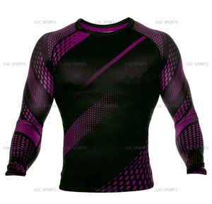 Baselayer BJJ Rashguard NO GI vêtements de combat pour hommes conception lourde éruption Guard MMA BJJ couche de base chemises de compression à bas prix - Product Image 4