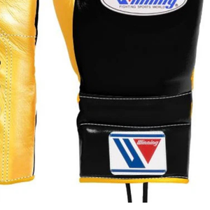 ถุงมือชกมวยแบบผูกเชือก Winning สีดำทอง หนังแท้ ถุงมือชกมวยระดับเอลีท สำหรับการฝึกซ้อมและการต่อสู้ ขนาด 8oz 10oz 12oz 14oz 16oz - Product Image 4