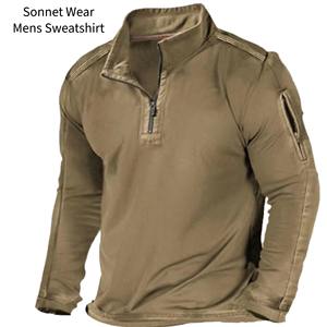 Sweat-shirt en velours côtelé décontracté pour homme, manches longues, col montant, pull-over - élégant et confortable, manches longues en velours côtelé - Product Image 6
