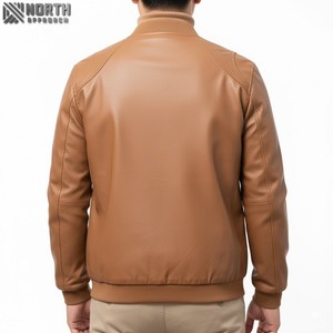 Design personnalisé de haute qualité décontracté mode en gros couleur brodé logo hiver veste en cuir hommes Blouson aviateur personnalisé - Product Image 3