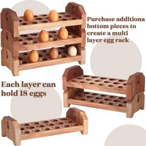 Wooden <b>Egg</b> Holder Countertop Storage Trays Hold Fresh Stackable Deviled Organizer Rustic <b>Egg</b> Rack Container - Product Image 3