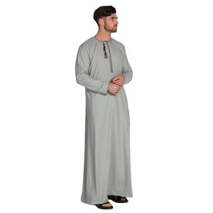 2023 marroquí Thobes hombres Thobes alta calidad Dubai musulmán Jubbah Kaftan islámico diseño de lucha ropa islámica gris teñido - Product Image 1