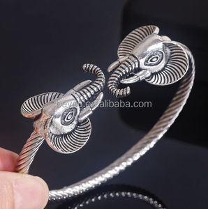Bracciali Vintage con Testa di Elefante in Metallo per Donne, Bracciale Regolabile in <span class=keywords><strong>Argento</strong></span>, <span class=keywords><strong>Gioielli</strong></span> <span class=keywords><strong>Etnici</strong></span> Africani - Product Image 2