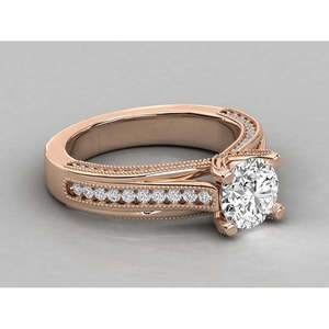 Bague pour femme en or 14 carats avec diamant solitaire rond de laboratoire, bagues en diamant brillant - Product Image 1