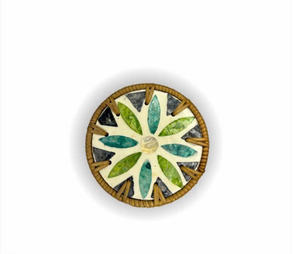 Handcrafted Mother Of Pearl Rattan Round Drink Coasters Elegant Natural Shell Surface Decorative <b>Table</b> <b>Protection</b> Accessories - Product Image 3