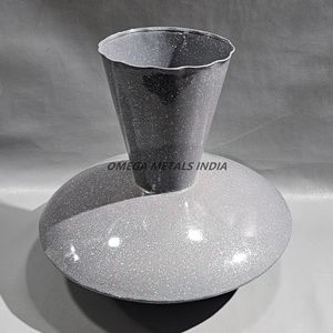 High Grade <b>Black</b> Textured Metal <b>Vase</b> with Wide Base and Flared Neck for Elegant Home and Office Interior Decoration - Product Image 3