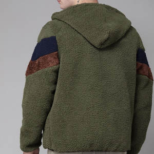 Custom Heavyweight <b>Sherpa</b> Hoodie New Design Soft Fluffy <b>Fleece</b> Zip Up Winter Jacket for <b>Men</b> - Product Image 4