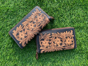 Pochette en cuir véritable faite à la main de style occidental pour femmes Pochette en cuir de couleur compacte très vendue - Product Image 4