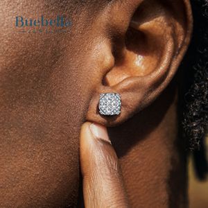 Gran oferta S925 plata esterlina 14K oro princesa diamante octogonal Stud pendientes para hombres joyería de Hip Hop - Product Image 1