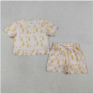 GSSO3281 Flower Scallop Edge Girls Shorts Set - Product Image 2