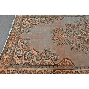 Alfombra de lana turca Vintage azul naranja clásica 5,9X9,4 pies tejido plano Patchwork látex para decoraciones para sala de estar pasillos - Product Image 4