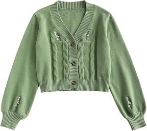 Suéter de invierno para mujer con mangas farol y bordado a mano de flores, suéter tejido para mujer. - Product Image 2