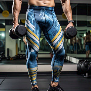 Mallas ajustadas de yoga por sublimación OEM para hombre, ropa deportiva para gimnasio, mallas de compresión atléticas, pantalones de sublimación de cintura elástica alta - Product Image 1