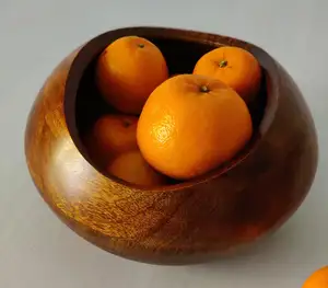Low MOQ Top Selling New Shape Handcrafted Mango Wood Multipurpose Bowl Manufacturer Factory Supplier