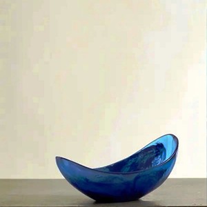 Blue White Swirl Resin <b>Large</b> Eco-Friendly Serving <b>Bowl</b> Handmade Decorative Dinnerware Kitchen Dining Premium Tableware Party - Product Image 3