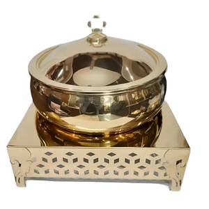 Set of two golden food warmers <b>buffet</b> <b>servers</b>. Durable stainless steel material with premium gold color design - Product Image 4