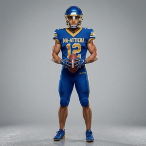 Maillot de football américain bleu personnalisé pour homme adulte, pantalon rembourré, uniforme d'équipe numéro 12, vêtements de sport respirants, OEM ODM - Product Image 4
