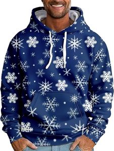 Sudadera con Capucha Navideña para Hombre, Tallas Grandes, de Algodón Jersey Ligero, con Diseño Gráfico Feo de Navidad y Bolsillo, Estilo Casual - Product Image 5