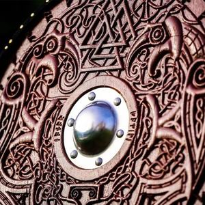 JEXMOO Bouclier Viking artisanal de 24 pouces en bois et acier à haute teneur en carbone, design de la tige centrale, avec support de personnalisation et de compatibilité - Product Image 5