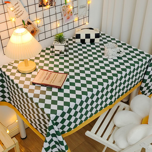 Nappe PVC à carreaux vert et blanc motif harlequin avec bordure jaune, style <span class=keywords><strong>toile</strong></span> <span class=keywords><strong>cirée</strong></span>, pour pique-nique, bistrot, terrasse, vente en gros usine - Product Image 1