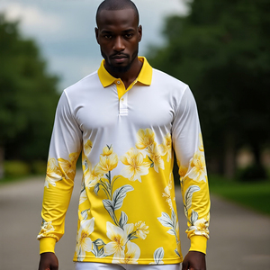 Polo a rayas con sublimación personalizada para hombre, de cuello vuelto Camiseta con estampado, Polo personalizado con línea a rayas para hombre - Product Image 3