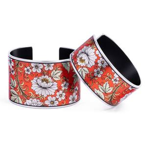 Brazalete ancho de diseñador floral de latón puro 100% hecho a mano, brazalete ajustable, Regalo para mamá - Product Image 2