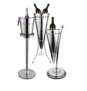 Mango lateral de cubo de hielo redondo de acero de gran capacidad de latón AK con soporte en acabado plateado para adornos de hotelería/Barware - Product Image 5