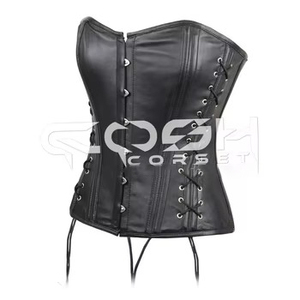 ชุดคอร์เซ็ทหนังแท้สไตล์โกธิคสำหรับงานปาร์ตี้ฮาโลวีน ระบายอากาศได้ดี รัดรูปทรงเอวสูง กระชับสัดส่วน มีกระดุมและเชือกผูกด้านข้าง - Product Image 1