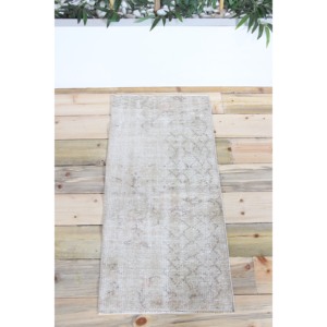 Alfombra Turca de 1.7x3.4 pies, Alfombra Pequeña Vintage, Alfombra Geométrica Verde Marrón - Product Image 1