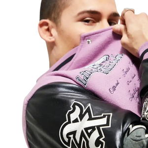 Chaqueta Universitaria de Invierno Personalizada para Hombre, Patrón de Letras Bordadas en Chenilla, Logotipo Frontal, Parche de Cuero Personalizado en la Manga, Chaquetas para Hombre - Product Image 5