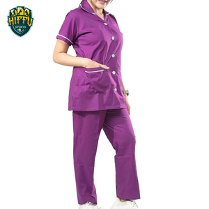 Tenues d'infirmière d'été de haute qualité pour femmes, couleur personnalisée, manches courtes, taille XL, uniformes d'hôpital 100% coton toile - Product Image 2