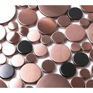 Azulejo de mosaico de burbujas redondas de cobre 5 hojas de azulejo de acento de pared contra salpicaduras de metal - Product Image 1