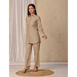 Conjunto de Dos Piezas de Algodón Estampado Barik Butti Verde Claro de Alta Calidad para Damas, Tallas XS y XXS, con Decoración de Botones - Product Image 5