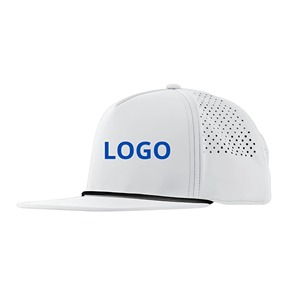 Sombrero de camionero de ala plana blanco personalizado con espalda de malla cortada con láser y ribete de cuerda | Gorra Snapback transpirable para hombres y mujeres Sombreros de golf - Product Image 6
