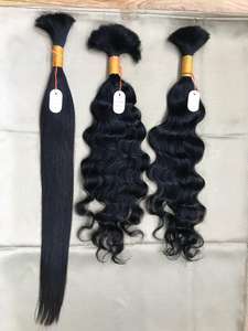 Precio al por mayor 100% Cutícula virgen alineada Cabello crudo sin procesar Remy indio Paquetes de cabello sin trama Tacto suave Cabello humano individual - Product Image 2