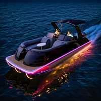 Bateau Ponton Kinlife Certifié CE pour Yacht Sportif 10 Passagers avec Plate-forme de Baignade, Toit Arche, Moteur Hors-Bord LED 90 CV pour Pêche, Sports et Loisirs