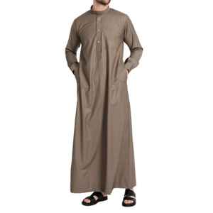 Respirant grande taille léger séchage rapide couleur unie marocain Khamis Thobe dubaï hommes tenue décontracté en gros Qatar pour arabe - Product Image 1