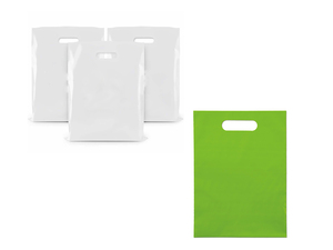 Sac de shopping en plastique PE avec logo imprimé en gravure personnalisé avec poignée découpée Recyclable Couleur personnalisée pour l'utilisation en supermarché et en exposition - Product Image 4