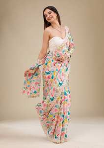 Diseñador Party Wear Saree con impresiones digitales y bordado Codding y lentejuelas de trabajo - Product Image 2