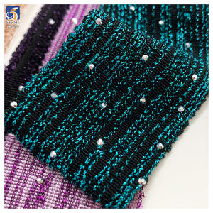 Kain Jacquard Lurex Benang Emas Poliester 100% YX1287 180gsm <span class=keywords><strong>2</strong></span> Yard Dengan Berlian 3D Perak Untuk Pakaian Wanita - Product Image 4