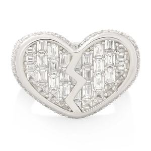 10.00 carat Hip Hop VVS Moissanite Iced Out Round & Baguette Diamond Diamond Heart Shape Ring For Men's 925 Silver - Product Image 5