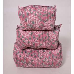 Organizador de Maquillaje de Algodón Indio, Duradero, Portátil, de Gran Capacidad, con Estampado, con Cierre para Bolsa de Viaje - Product Image 1