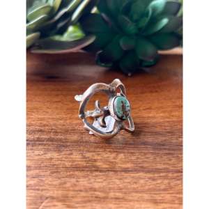 Bague en argent sterling avec turquoise Kingman taille 10 - Bijou bohème en pierre naturelle - Product Image 3