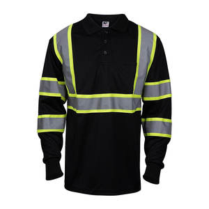 Polo de alta visibilidad de poliéster transpirable Polo de seguridad de malla de refrigeración de manga larga y corta con función térmica y bolsillo - Product Image 1