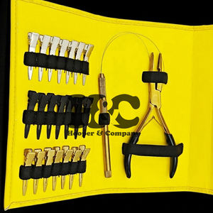 Gold Hair Extension <b>Tools</b> <b>Kit</b> Plier Yellow Pouch <b>Mini</b> Black Hair <b>Tool</b> <b>Kit</b> Stainless Steel Tape Clip Loop logo offer Hair Clip - Product Image 1