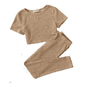 Customizable Wholesale Cheap Price High Quality Solid Color <b>Princess</b> Design Girls Clothing Set <b>Kids</b> Short Sleeve Export - Product Image 4
