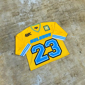 2025 rétro maillot de Football américain personnalisé sérigraphie Logo maille Streetwear recadrée Boxy vêtements avec fonction respirante - Product Image 1