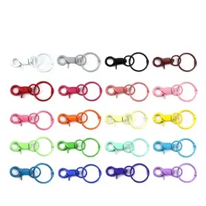 45mm 30mm DIY Candy Color Ring And Connector Baking Paint Lobster Buckle Split Keychain Metal Key Chain Ring Accessories