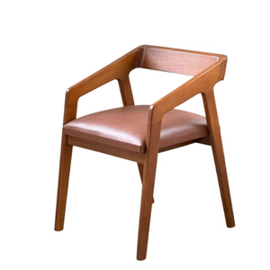 Silla de comedor de teca moderna, asiento tapizado de madera maciza, muebles minimalistas de madera para el hogar, restaurante, cafetería, asientos, hotel, Japón - Product Image 1